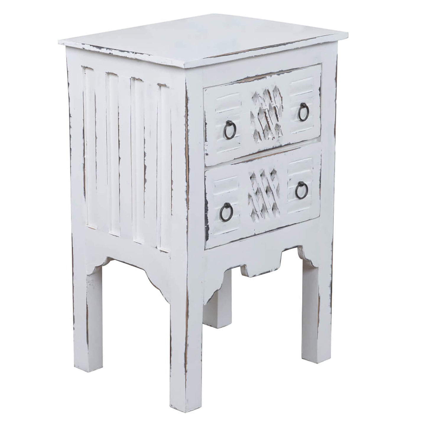 Sunset Trading Cottage End Table | Distressed White Solid Wood CC-TAB098LD-WW