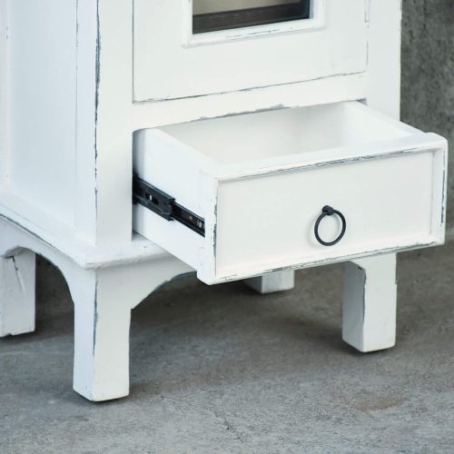 Sunset Trading Cottage One Door End Table with Drawer | Distressed White Solid Wood CC-CHE324LD-WW