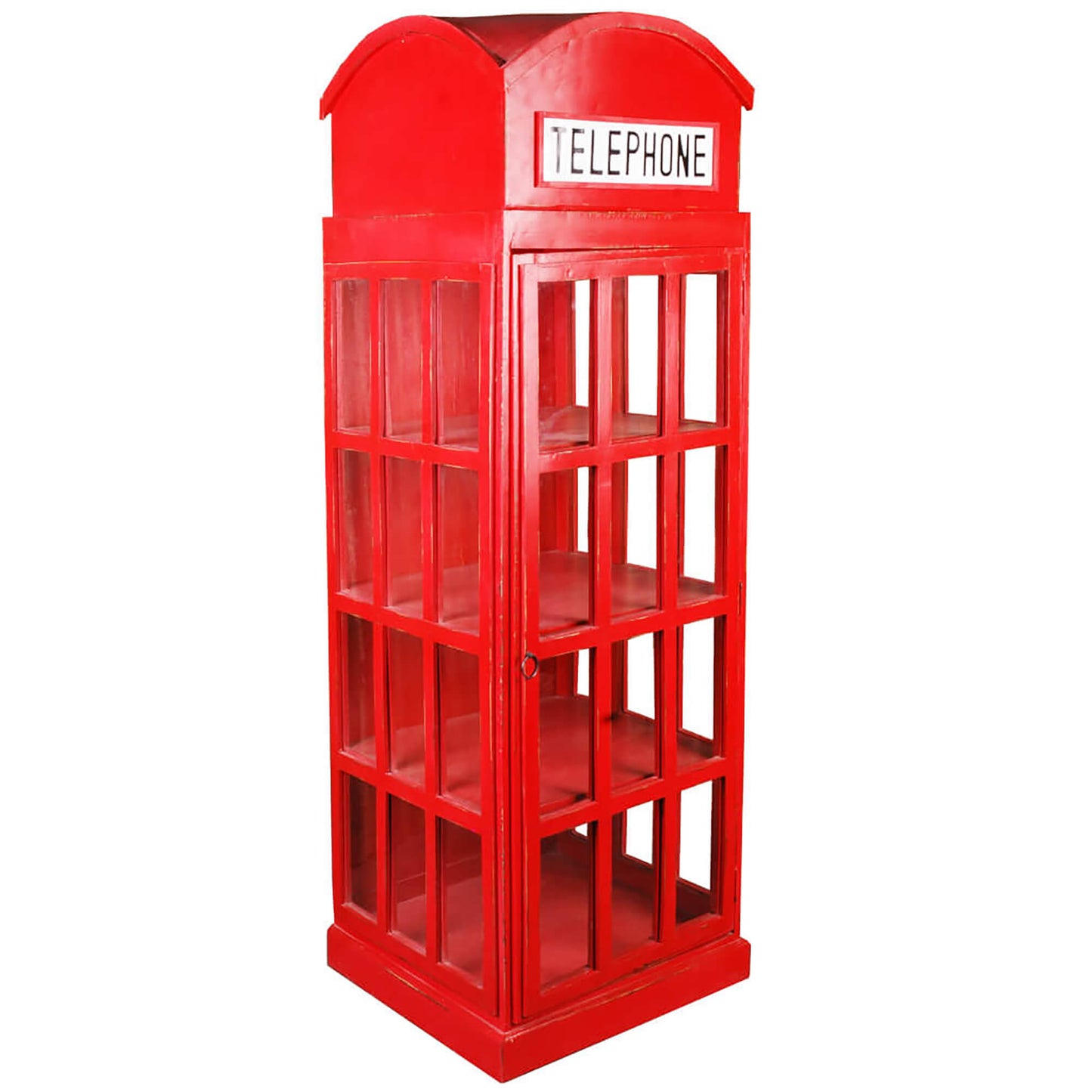 Sunset Trading Cottage English Phone Booth Cabinet | Distressed Red Solid Wood CC-CAB064LD-RD