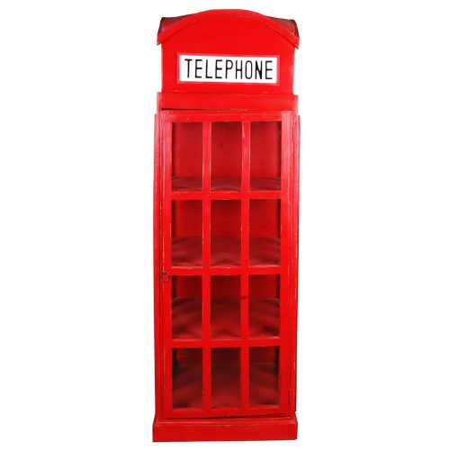 Sunset Trading Cottage English Phone Booth Cabinet | Distressed Red Solid Wood CC-CAB064LD-RD