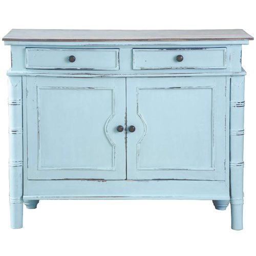 Sunset Trading Cottage Buffet Cabinet | Sky Blue/Natural Limewash Solid Wood CC-CAB1296TLD-SBLW