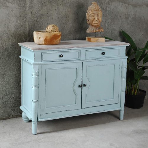 Sunset Trading Cottage Buffet Cabinet | Sky Blue/Natural Limewash Solid Wood CC-CAB1296TLD-SBLW