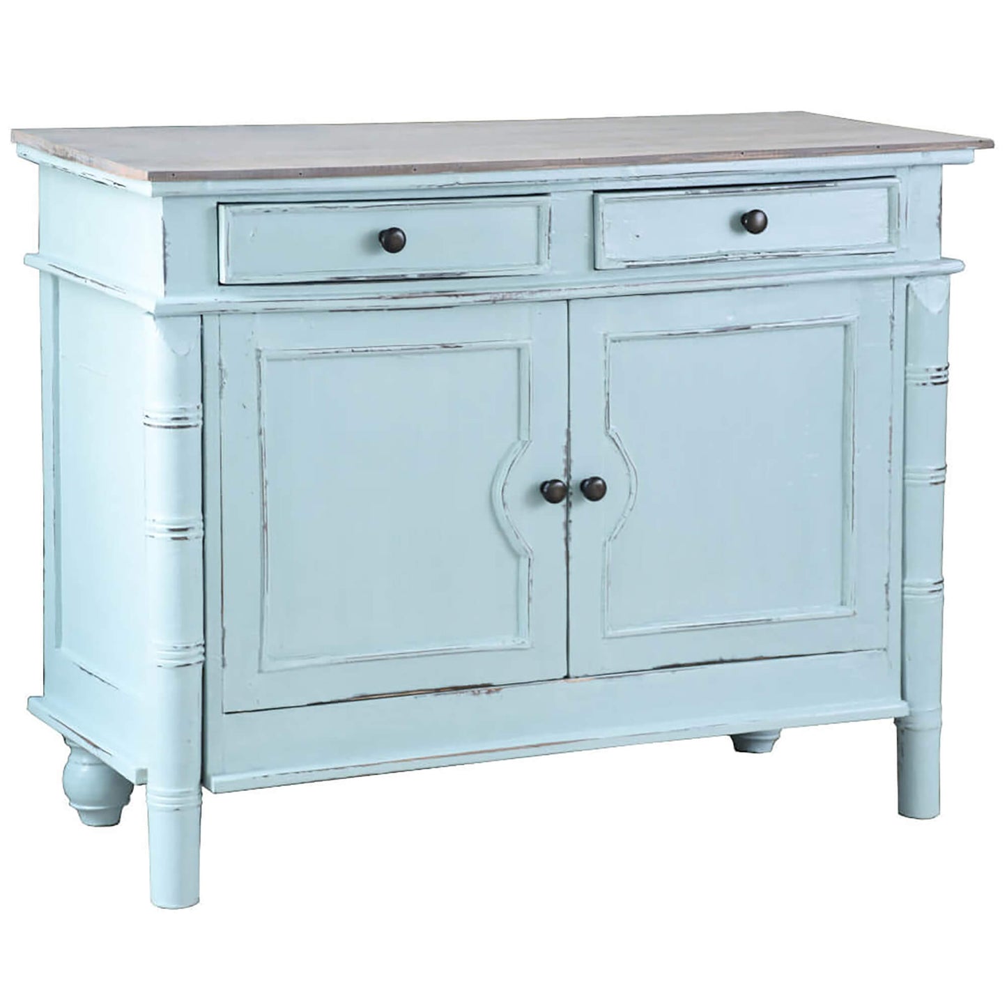 Sunset Trading Cottage Buffet Cabinet | Sky Blue/Natural Limewash Solid Wood CC-CAB1296TLD-SBLW