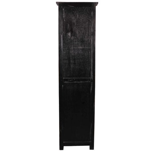 Sunset Trading Cottage Tall Narrow Cabinet | Antique Black/Savage Brown Solid Wood CC-CAB1924TLD-ABSV