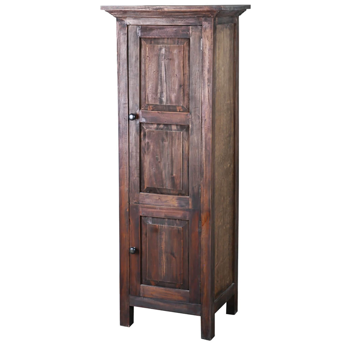 Sunset Trading Cottage Tall 2 Door Storage Cabinet | Raftwood Brown Solid Wood CC-CAB1227S-RW