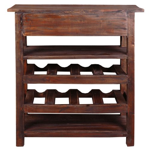 Sunset Trading Cottage Wine Server with Drawer | Raftwood Brown Solid Wood CC-RAK030S-RW