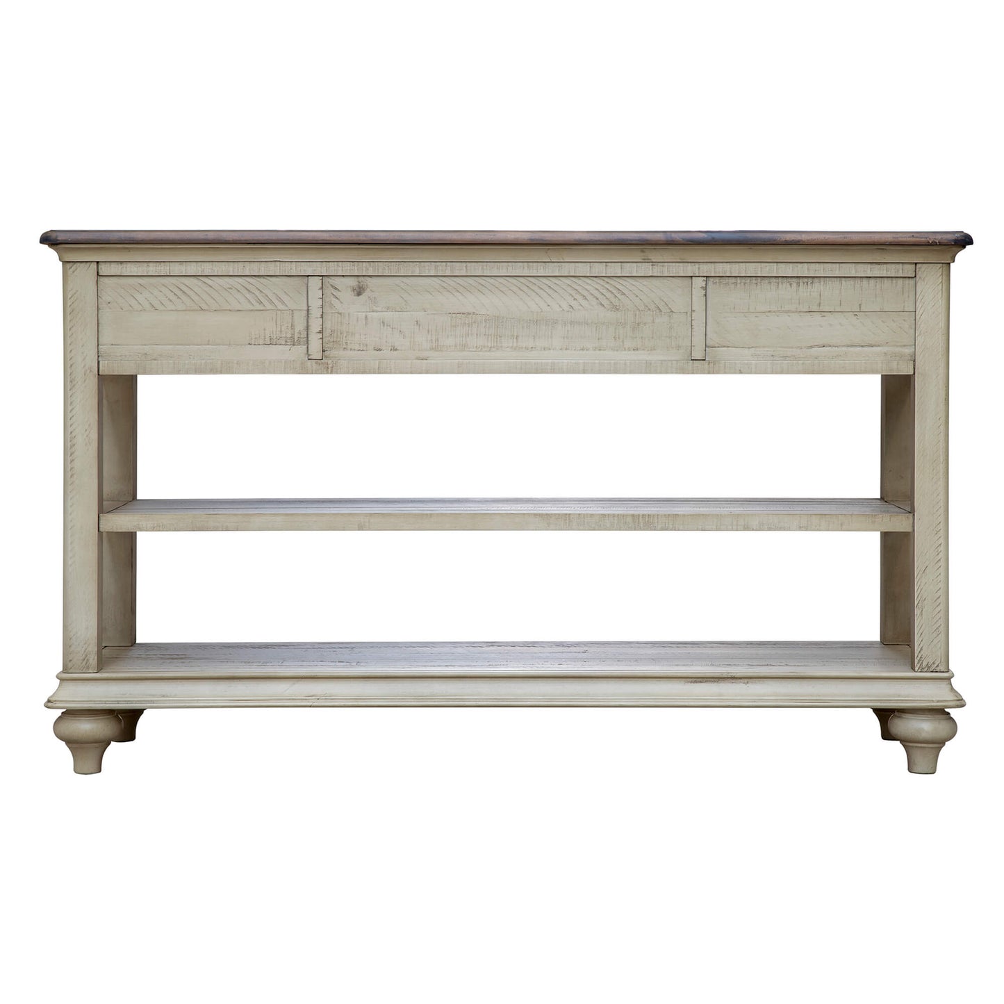 Sunset Trading Shades of Sand Console Sofa Table | Cream/Walnut Brown Solid Wood CF-2392-0490