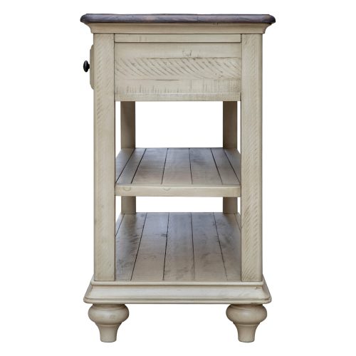 Sunset Trading Shades of Sand Console Sofa Table | Cream/Walnut Brown Solid Wood CF-2392-0490