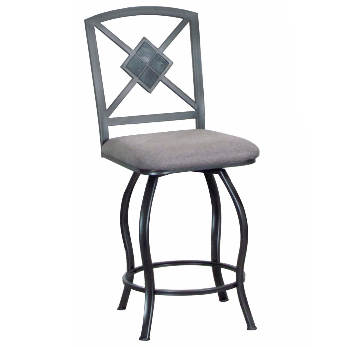 Sunset Trading Star 40" Swivel Barstool |Tall Kitchen Counter Stool with Back | Gray Metal | Upholstered Seats | Set of 2 CR-Y2616-24-2