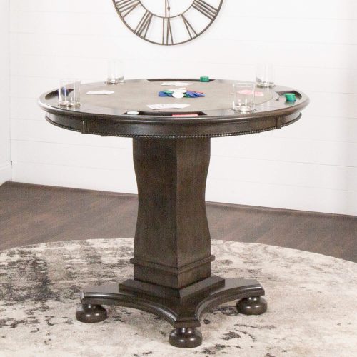 Sunset Trading Vegas 42.5" Round Counter Height Dining, Chess and Poker Table | Reversible 3 in 1 Game Top | Distressed Gray Wood CR-87711-TCB