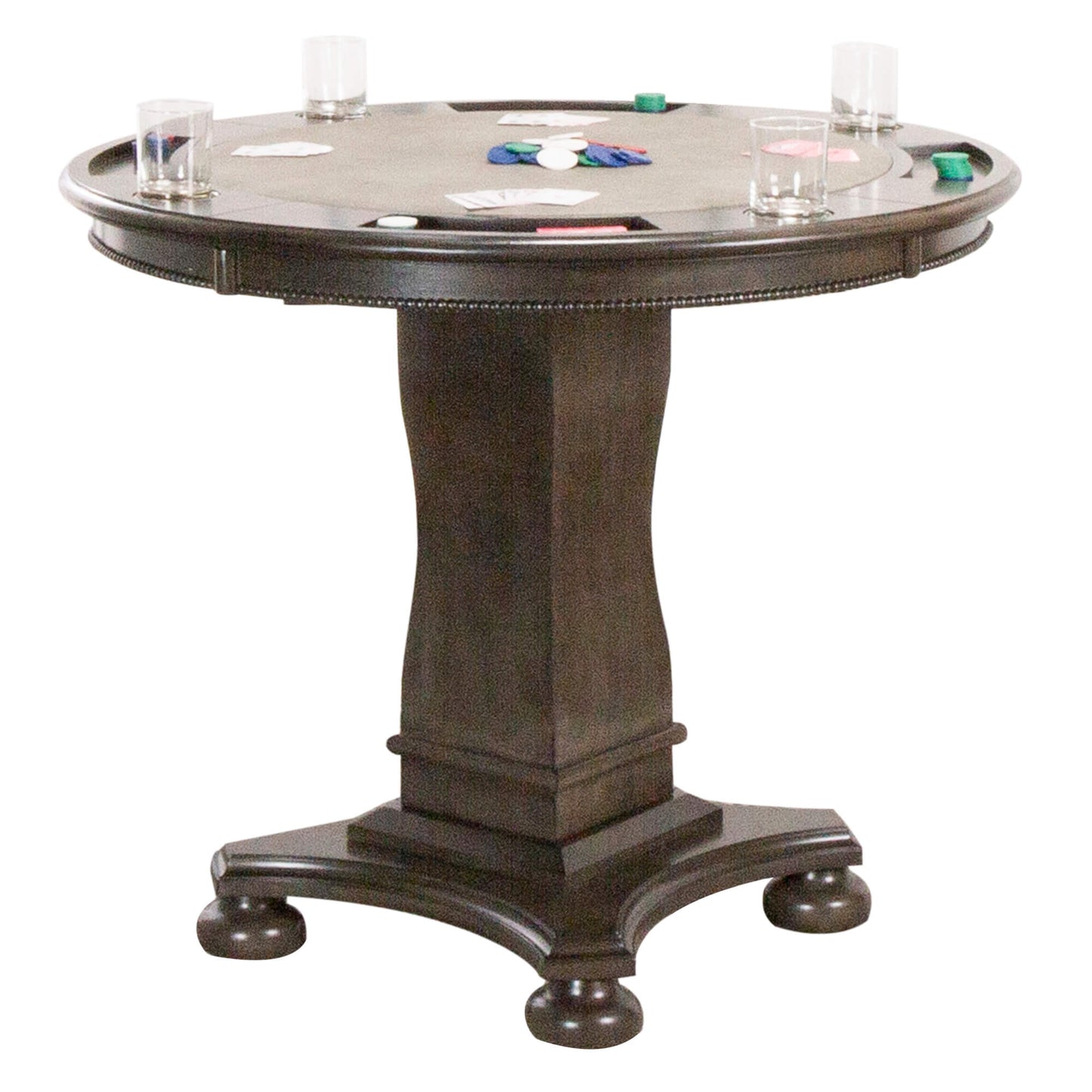 Sunset Trading Vegas 42.5" Round Counter Height Dining, Chess and Poker Table | Reversible 3 in 1 Game Top | Distressed Gray Wood CR-87711-TCB