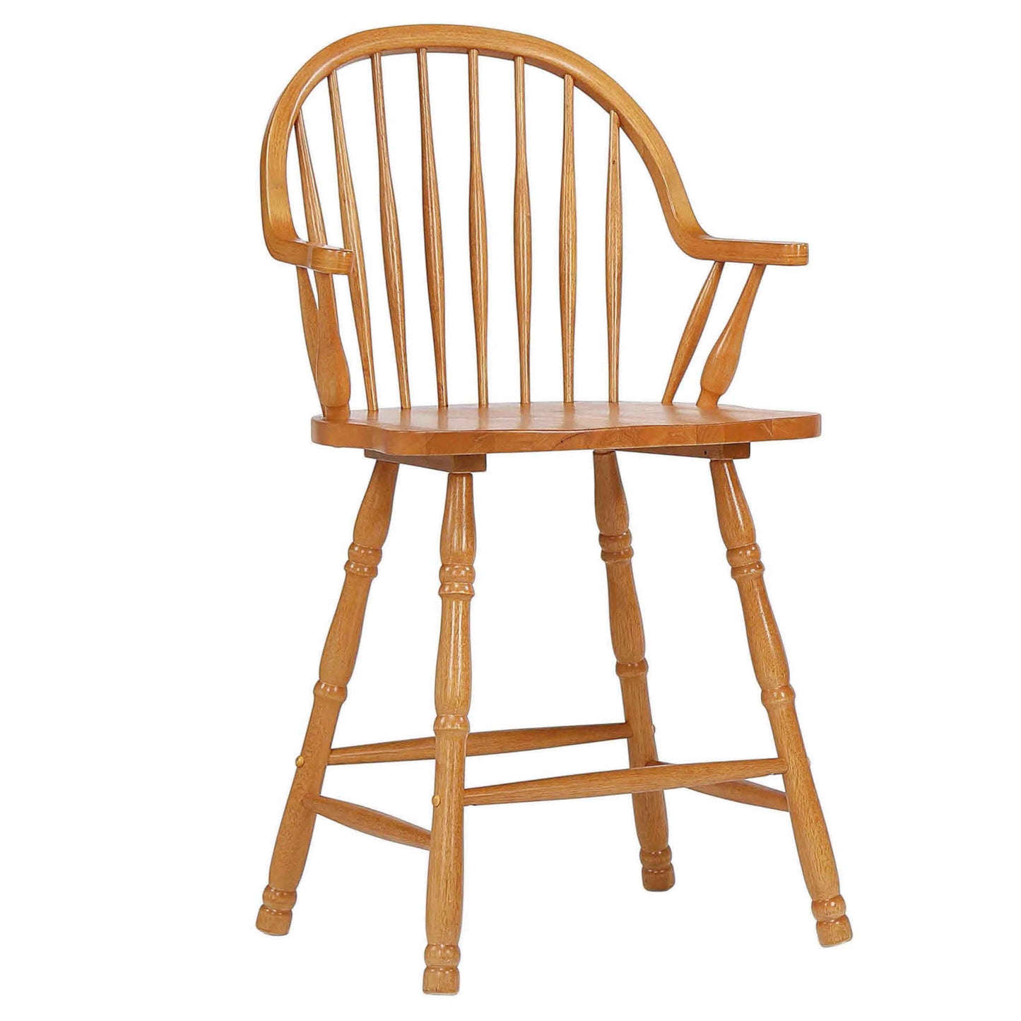 Sunset Trading Oak Selections 24" Windsor Barstool with Arms | Light Oak Set of 2 DLU-B3024A-LO-2