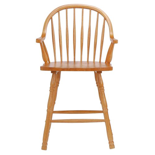 Sunset Trading Oak Selections 24" Windsor Barstool with Arms | Light Oak Set of 2 DLU-B3024A-LO-2