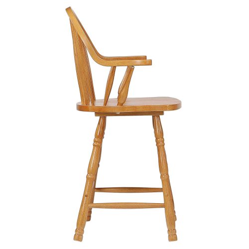 Sunset Trading Oak Selections 24" Windsor Barstool with Arms | Light Oak Set of 2 DLU-B3024A-LO-2