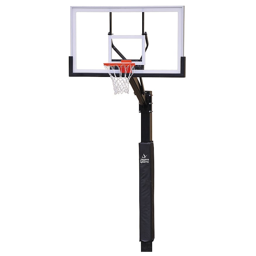 Jaypro Basketball System ‐ The Church Yard ‐ (4 in. Sq. Pole with 40 in. in.Play Safe in. Area) ‐ 48 in. Acrylic Backboard, Flex Goal, and Edge/Protector Padding 400‐AC‐FG