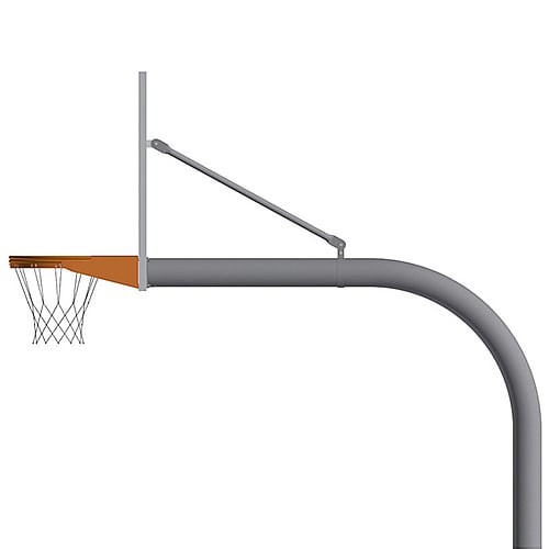 Jaypro Basketball System ‐ Gooseneck (5‐9/16 in. Pole with 6 ft. Offset) ‐ 54 in. Aluminum Fan Backboard ‐ Double Rim Goal 656‐FABT‐DR