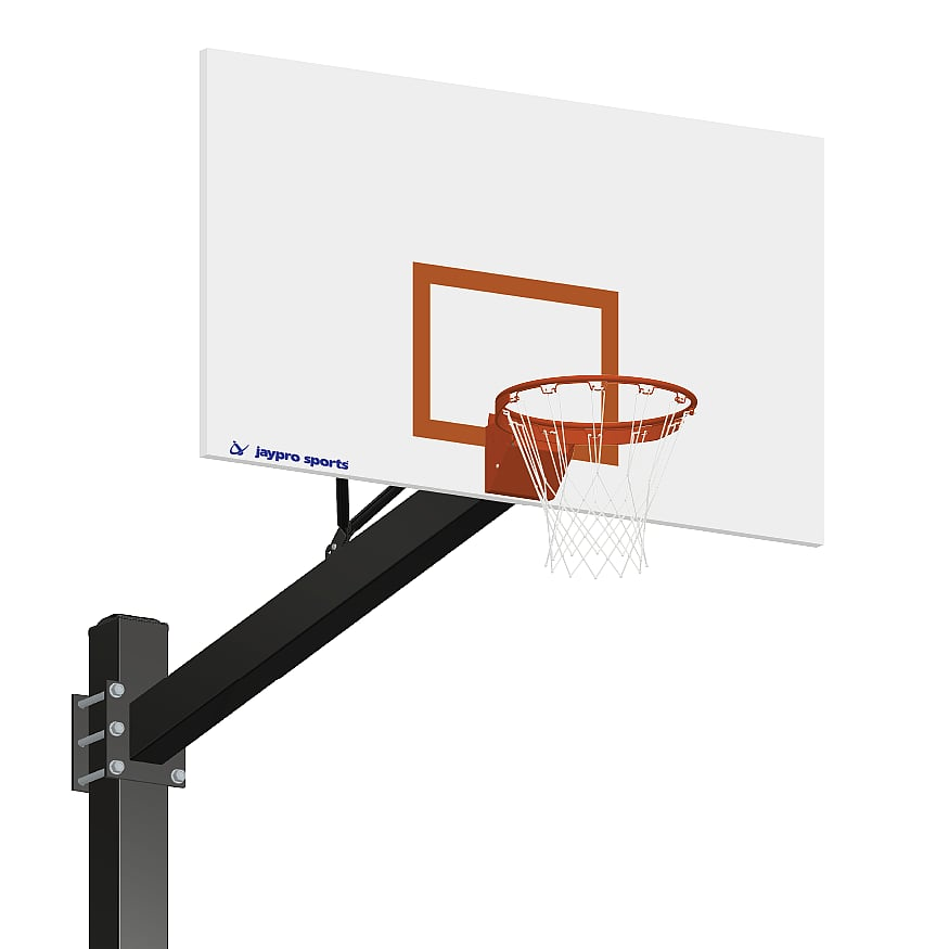 Jaypro Basketball System ‐ Titan™ (Powder Coated) Black (6 in. x 6 in. Pole with 6 ft. Offset) ‐ 72 in. Steel Backboard ‐ Flex Rim Goal 770‐RS‐FR