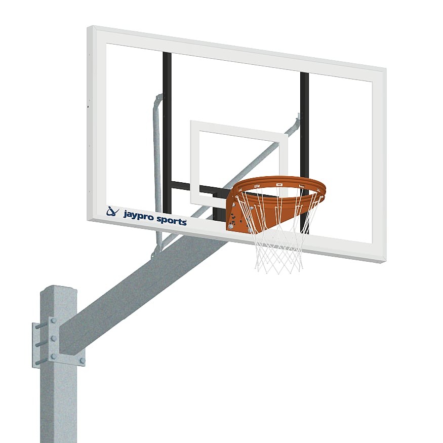 Jaypro Basketball System ‐ Titan™ ‐ Galvanized (6 in. x 6 in. Pole with 6 ft. Offset) ‐ 72 in. Acrylic Backboard ‐ Playground Breakaway Goal 660‐AC‐UB