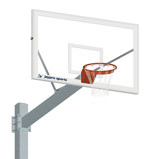 Jaypro Basketball System ‐ Titan™ ‐ Galvanized (6 in. x 6 in. Pole with 6 ft. Offset) ‐ 72 in. Glass Backboard ‐ Flex Rim Goal 660‐CV‐FR