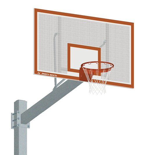 Jaypro Basketball System ‐ Titan™ ‐ Galvanized (6 in. x 6 in. Pole with 6 ft. Offset) ‐ 72 in. Perforated Steel Backboard ‐ Flex Rim Goal 660‐PF‐FR