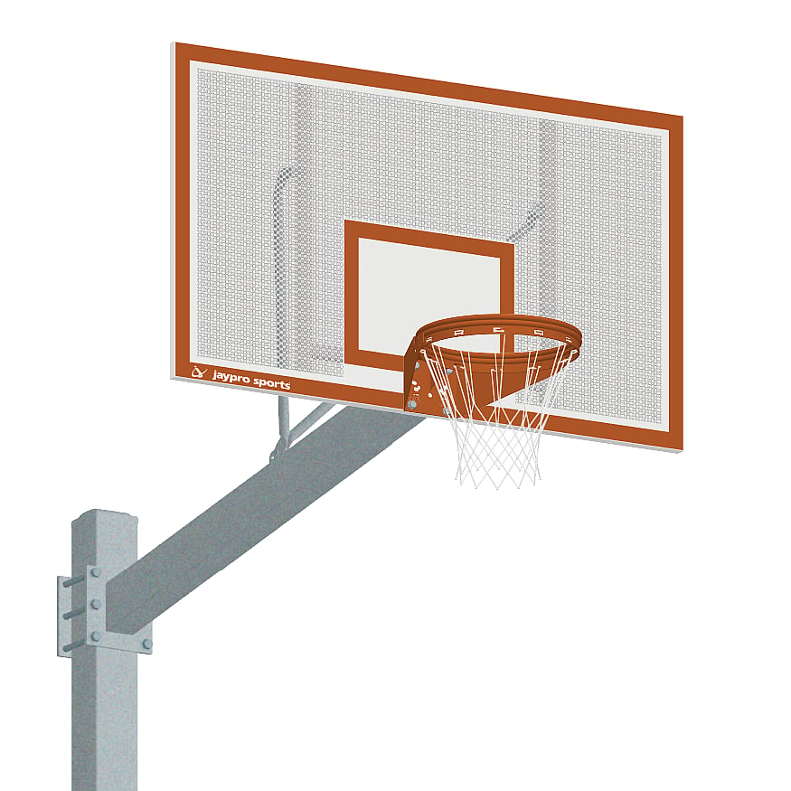 Jaypro Basketball System ‐ Titan™ ‐ Galvanized (6 in. x 6 in. Pole with 6 ft. Offset) ‐ 72 in. Perforated Steel Backboard ‐ Playground Goal 660‐PF‐UG