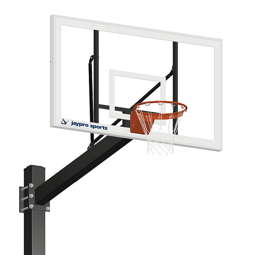 Jaypro Basketball System ‐ Titan™ (Powder Coated) Black (6 in. x 6 in. Pole with 6 ft. Offset) ‐ 72 in. Acrylic Backboard ‐ Flex Rim Goal 770‐AC‐FR