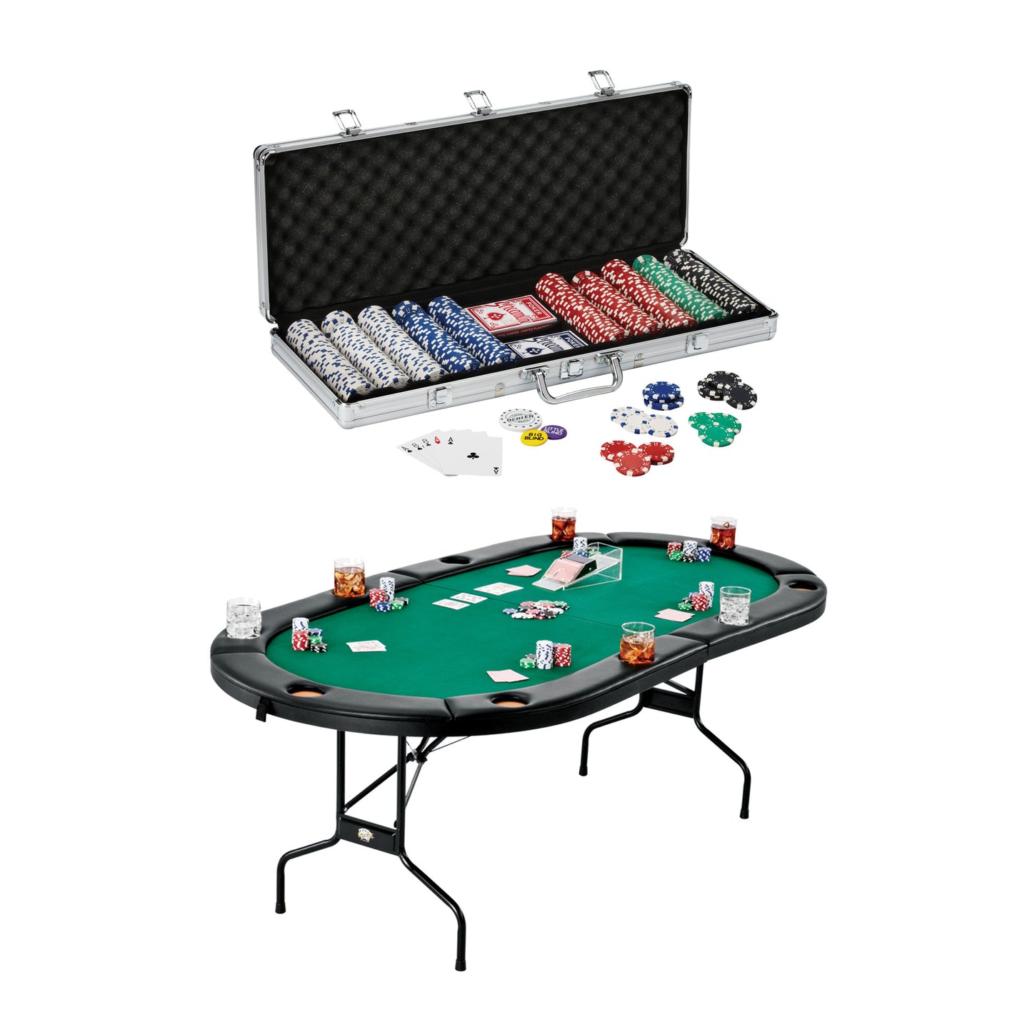 GLD Fat Cat Texas Hold'em Table & Poker Chip Set 64-2025