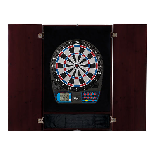 GLD Viper Metropolitan Mahogany Soft Tip Dartboard Cabinet and Viper 787 Electronic Dartboard 40-0253