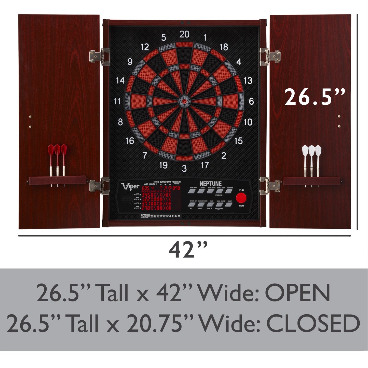 GLD Viper Neptune Electronic Dartboard and Cabinet Hybrid, 15.5" Regulation Target 42-1023