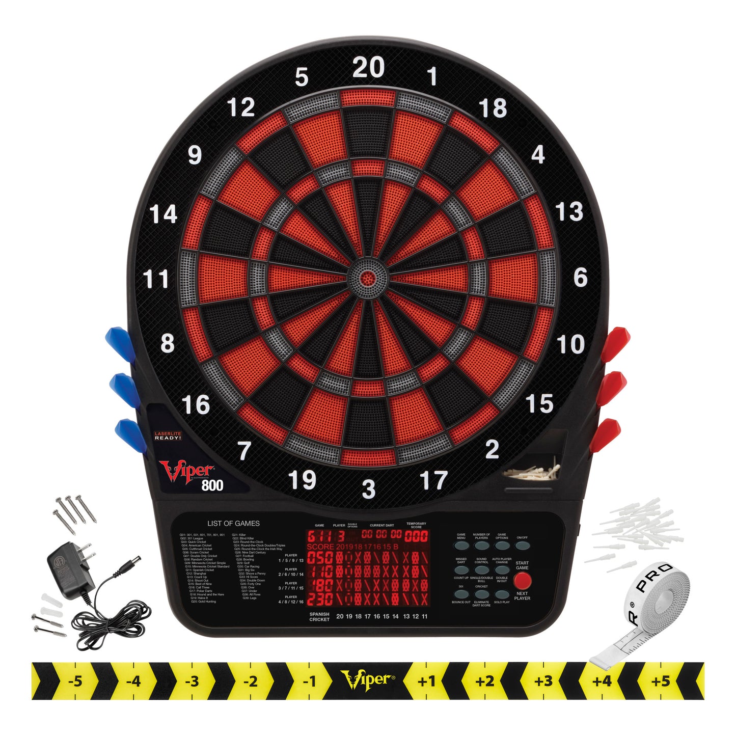 GLD Viper Metropolitan Soft Tip Dartboard Cabinet, Viper 800 Electronic Dartboard, and Throw Line Light