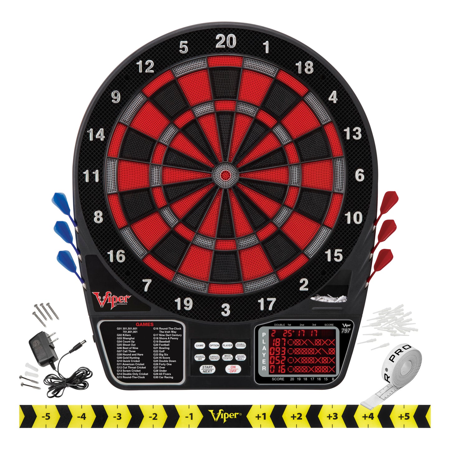 GLD Viper Metropolitan Cinnamon Soft Tip Dartboard Cabinet and Viper 797 Electronic Dartboard 40-0235