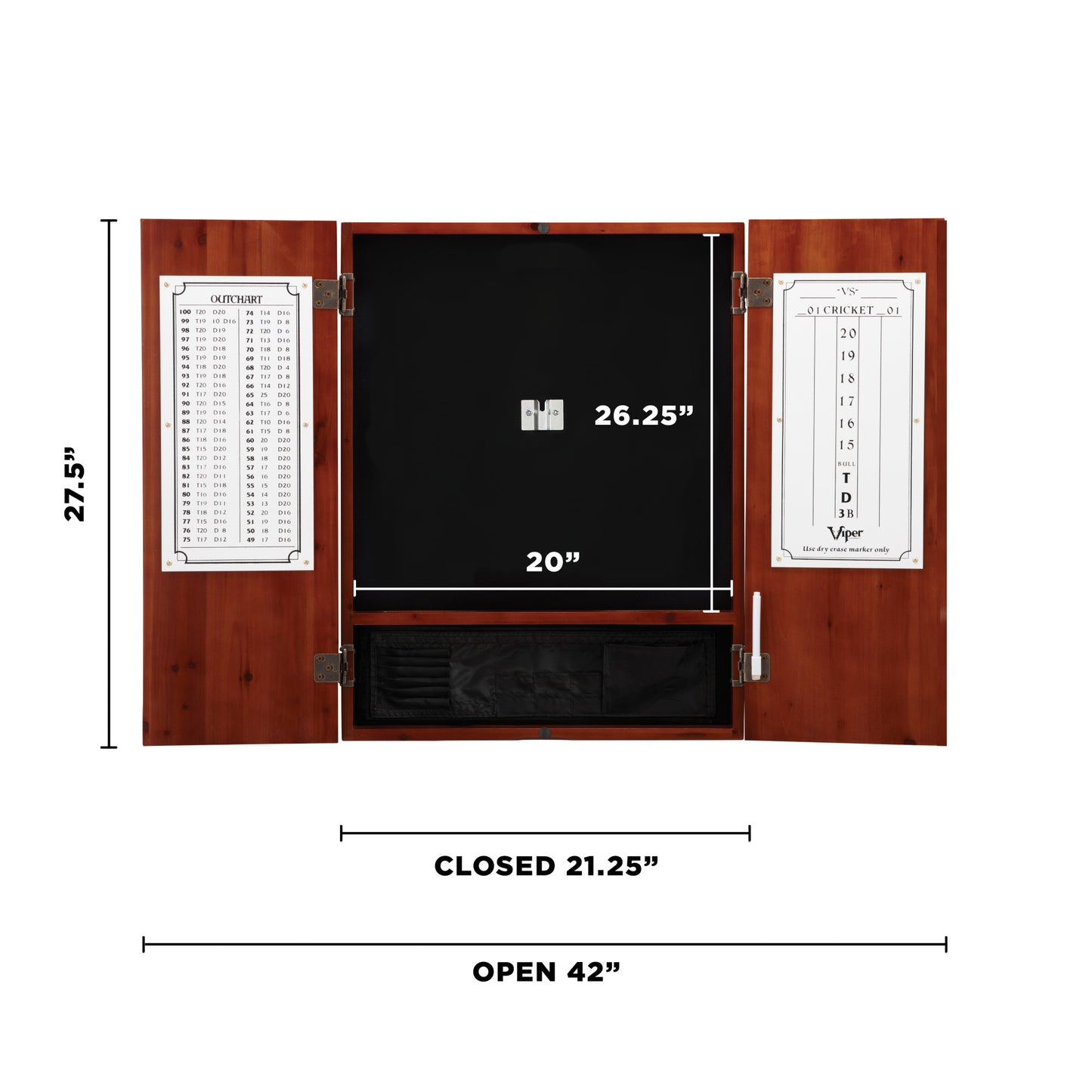 GLD Viper Metropolitan Steel Tip Dartboard Cabinet, Viper Razorback Sisal Dartboard, Viper Underground Raven Steel Tip Darts 25 Grams, and Viper Vinyl Dart Mat