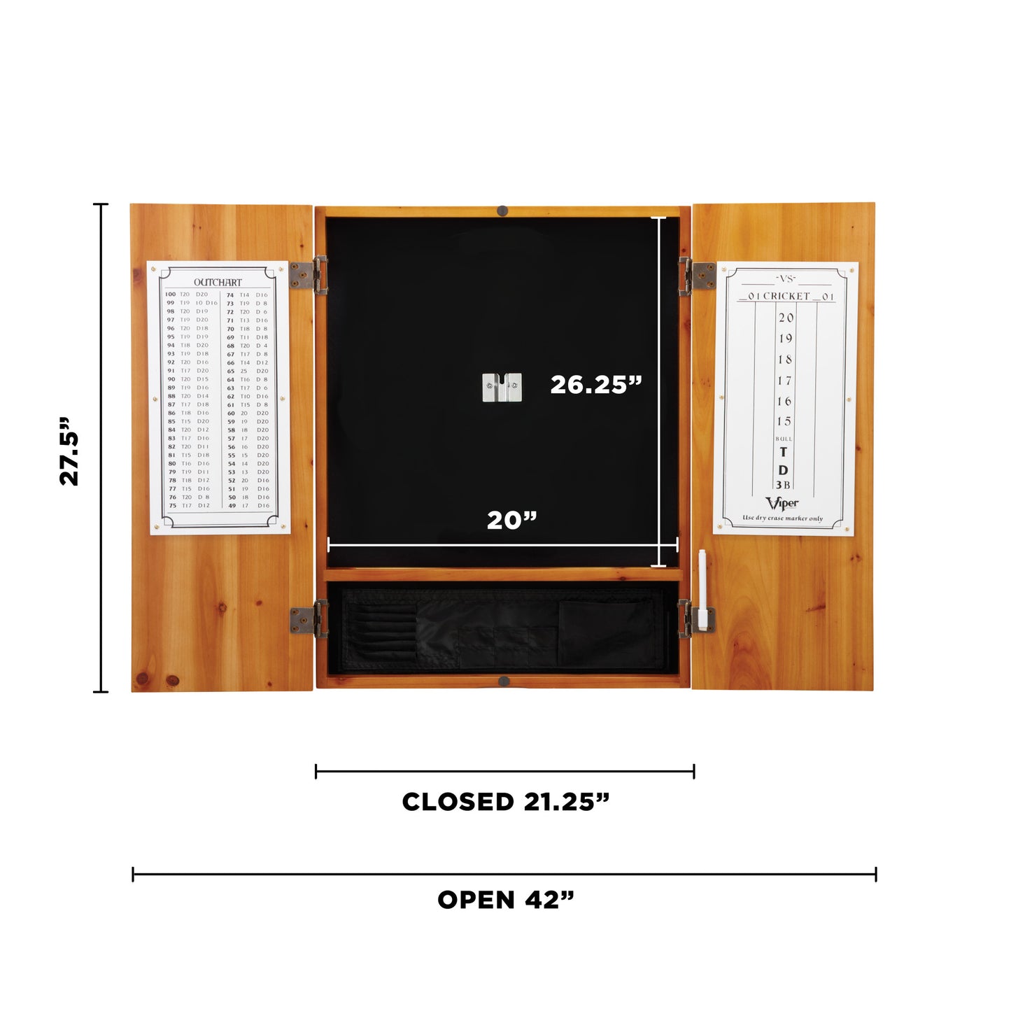 GLD Viper Metropolitan Steel Tip Dartboard Cabinet, Viper Razorback Sisal Dartboard, Viper Underground Raven Steel Tip Darts 25 Grams, and Viper Vinyl Dart Mat