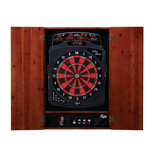 GLD Viper Solar Blast Electronic Dartboard & Metropolitan Cinnamon Cabinet 40-0207